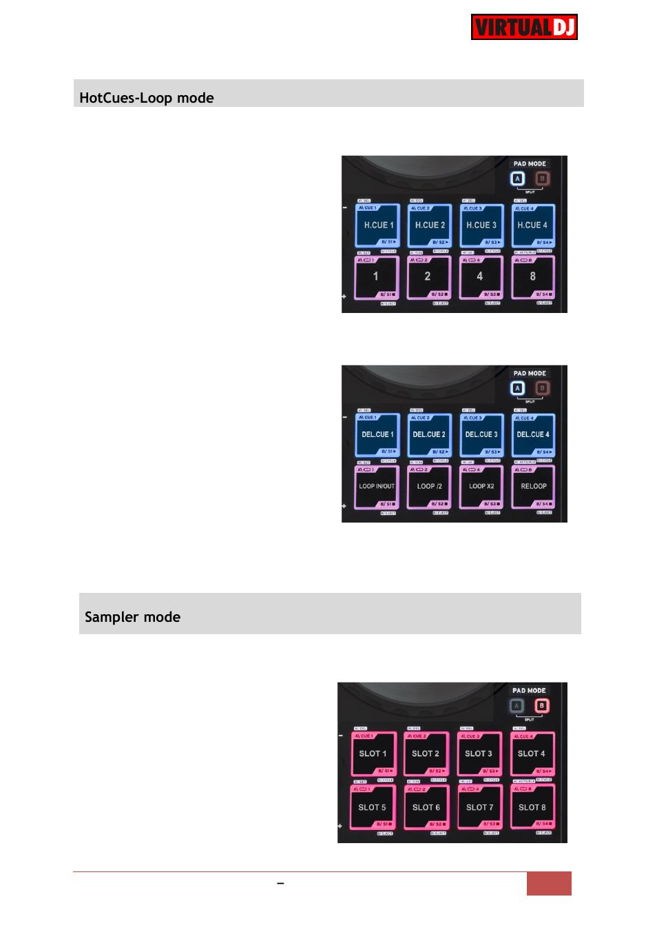Hotcues-loop mode, Sampler mode | Reloop BEATMIX 4 - VirtualDJ 8 Operation Guide User Manual | Page 8 / 11