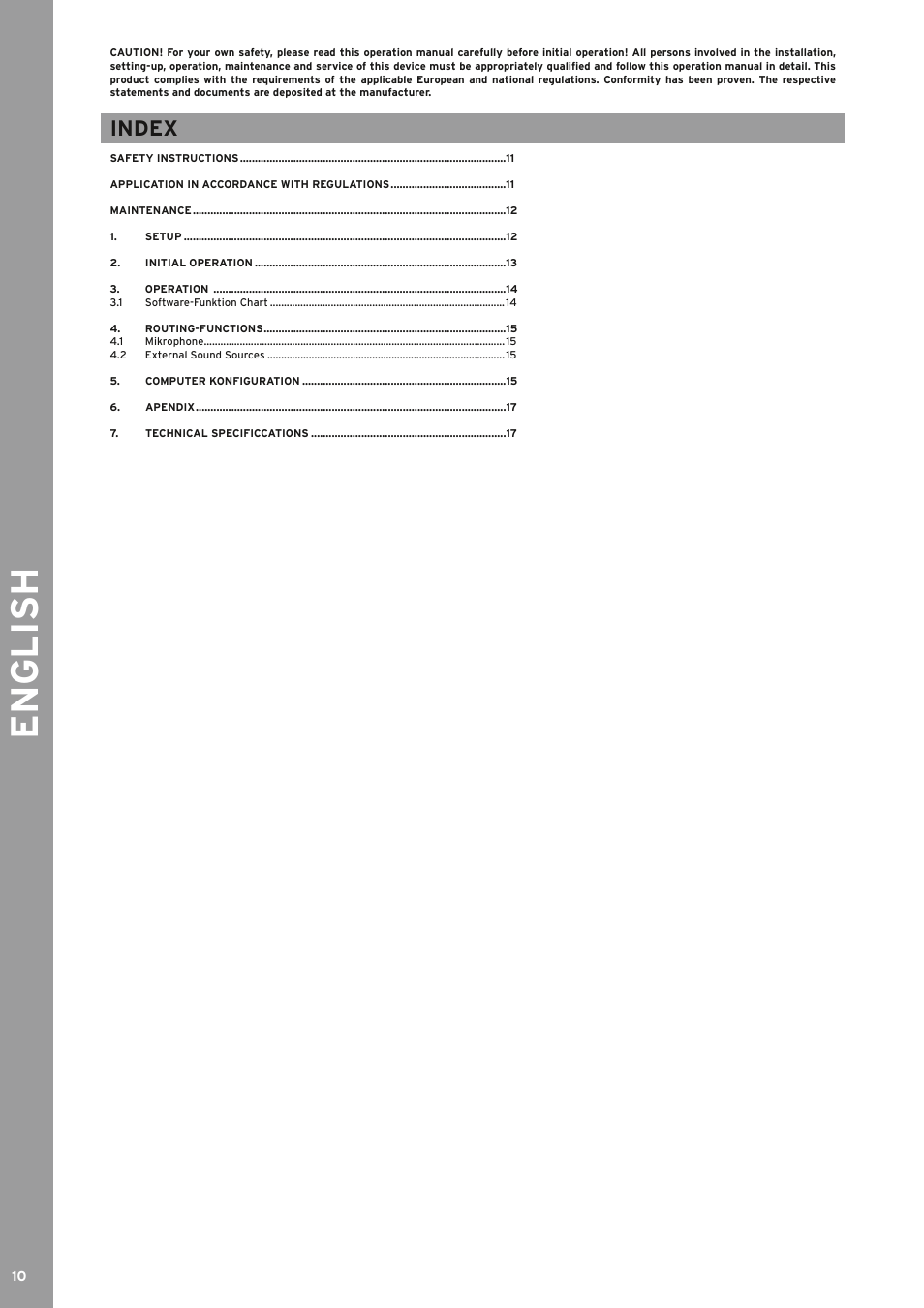 English, Index | Reloop BEATPAD - Instruction Manual User Manual | Page 10 / 36