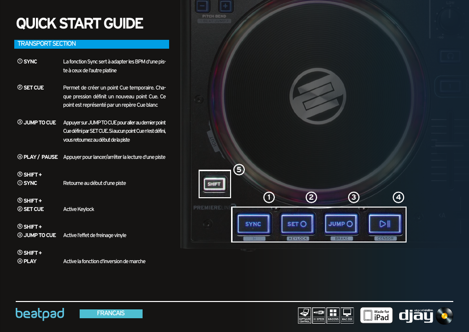 Transport section, Quick start guide | Reloop BEATPAD - Quickstart Guide User Manual | Page 15 / 24