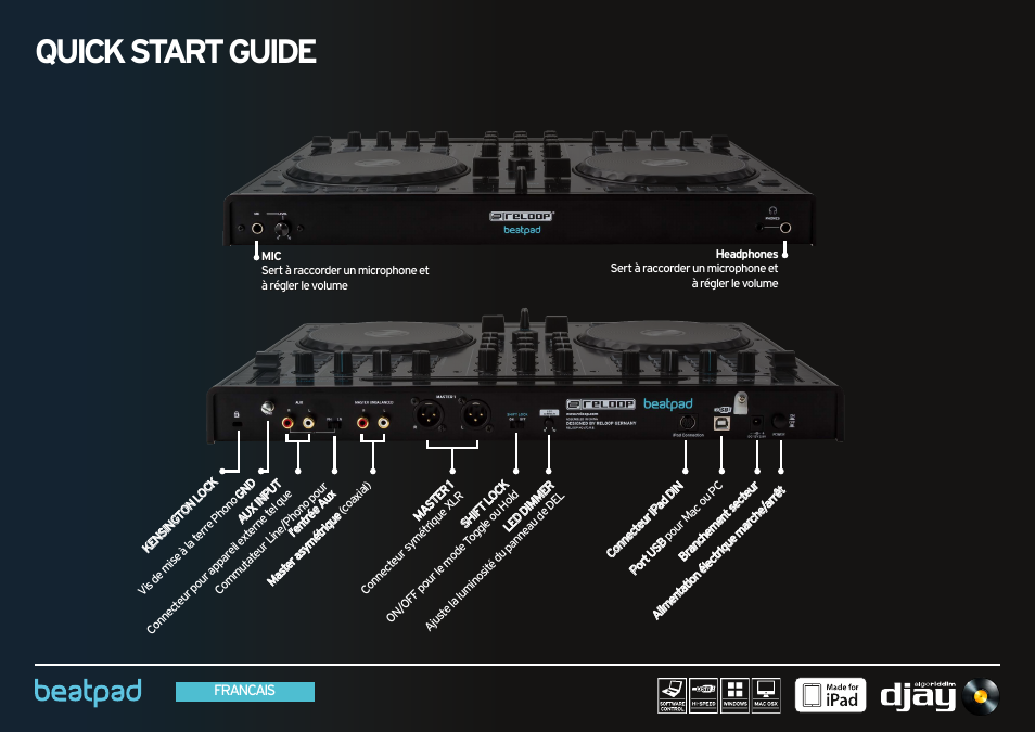 Front & rearside, Quick start guide | Reloop BEATPAD - Quickstart Guide User Manual | Page 18 / 24