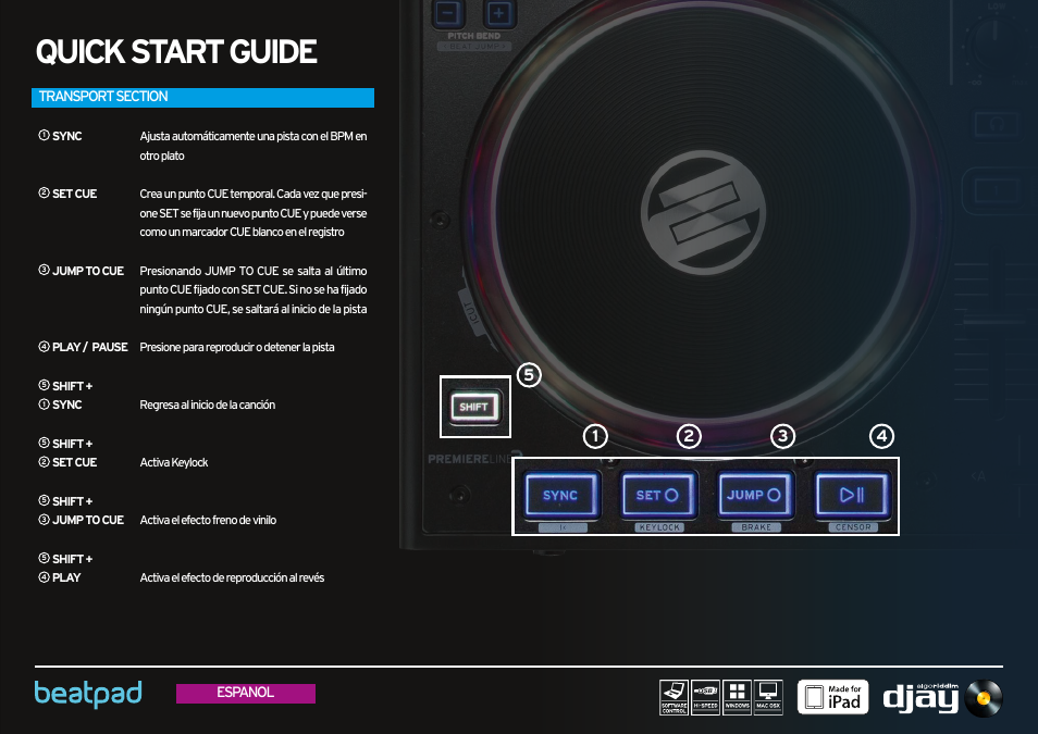 Transport section, Quick start guide | Reloop BEATPAD - Quickstart Guide User Manual | Page 21 / 24