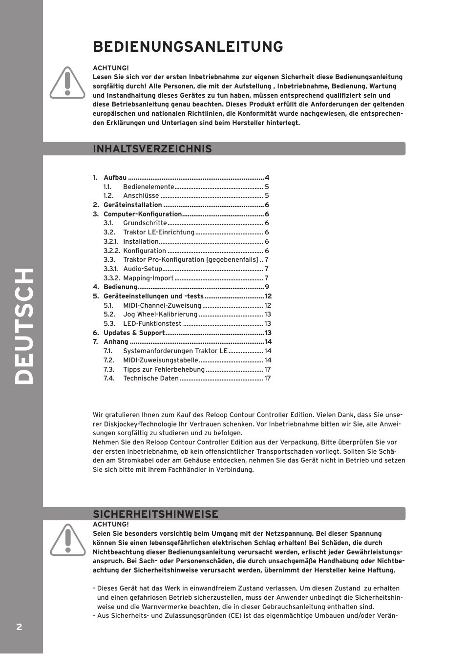 Reloop CONTOUR CONTROLLER EDITION User Manual | Page 2 / 52