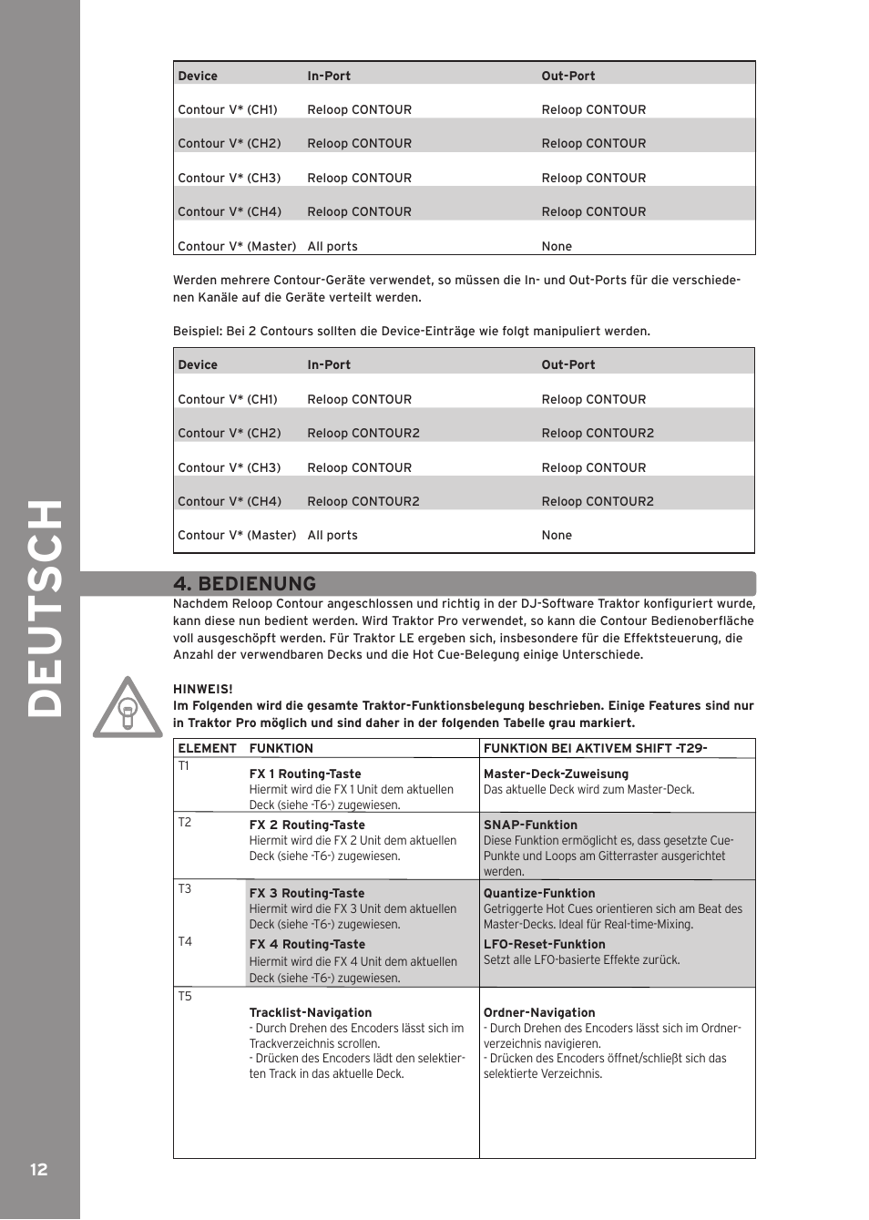 Bedienung, De ut s c h | Reloop CONTOUR INTERFACE EDITION User Manual | Page 12 / 64