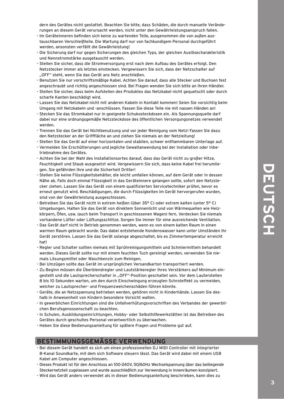 Bestimmungsgemäße verwendung, De ut s c h, Bestimmungsgemässe verwendung | Reloop CONTOUR INTERFACE EDITION User Manual | Page 3 / 64