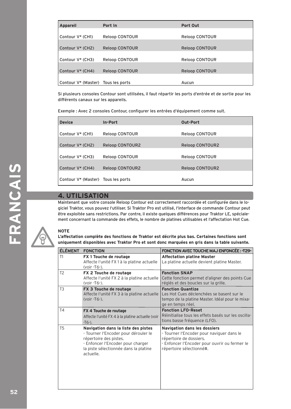 Utilisation, Fr anc ai s | Reloop CONTOUR INTERFACE EDITION User Manual | Page 52 / 64