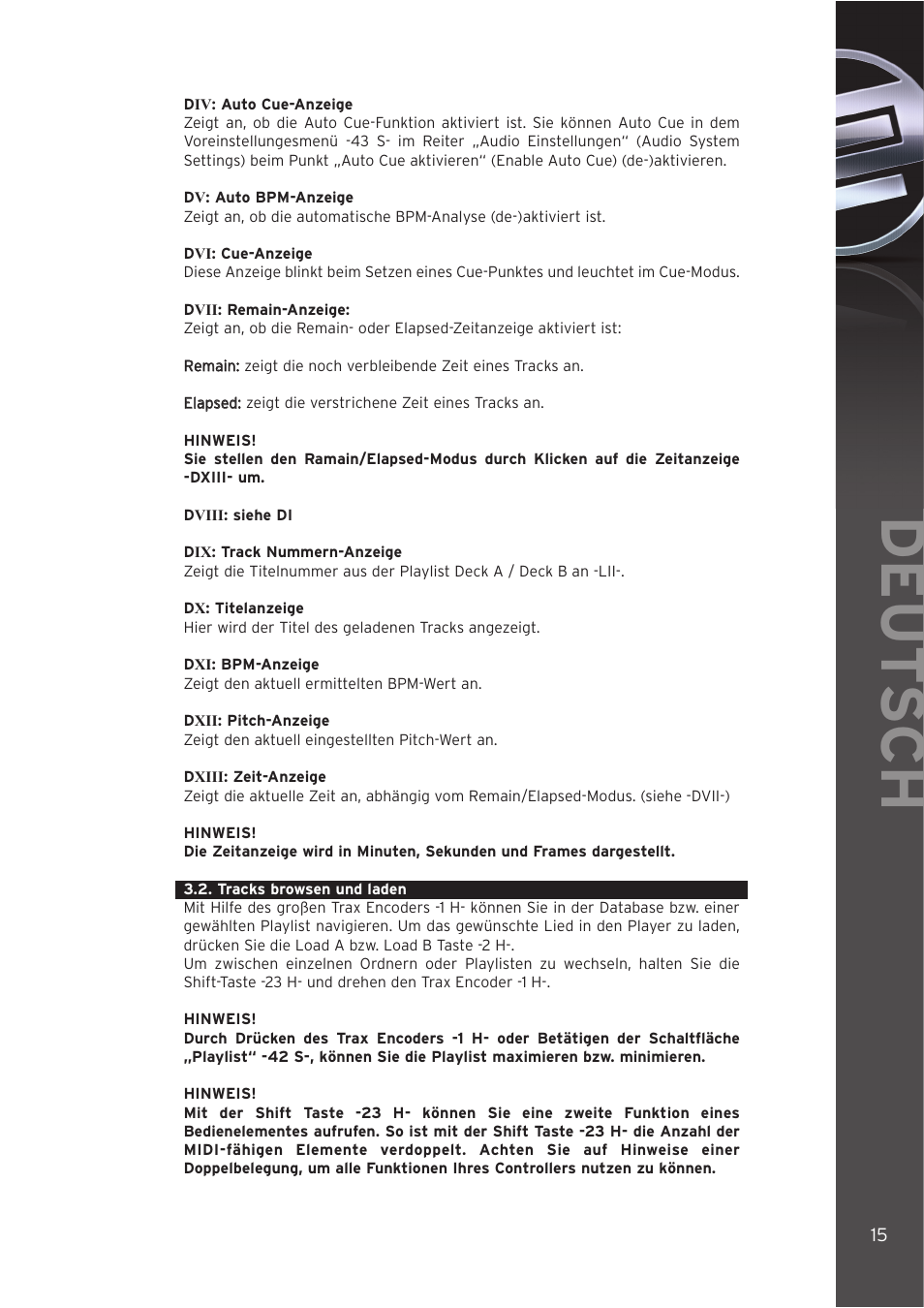 2 - tracks browsen und laden, Deut sch | Reloop DIGITAL JOCKEY User Manual | Page 15 / 80