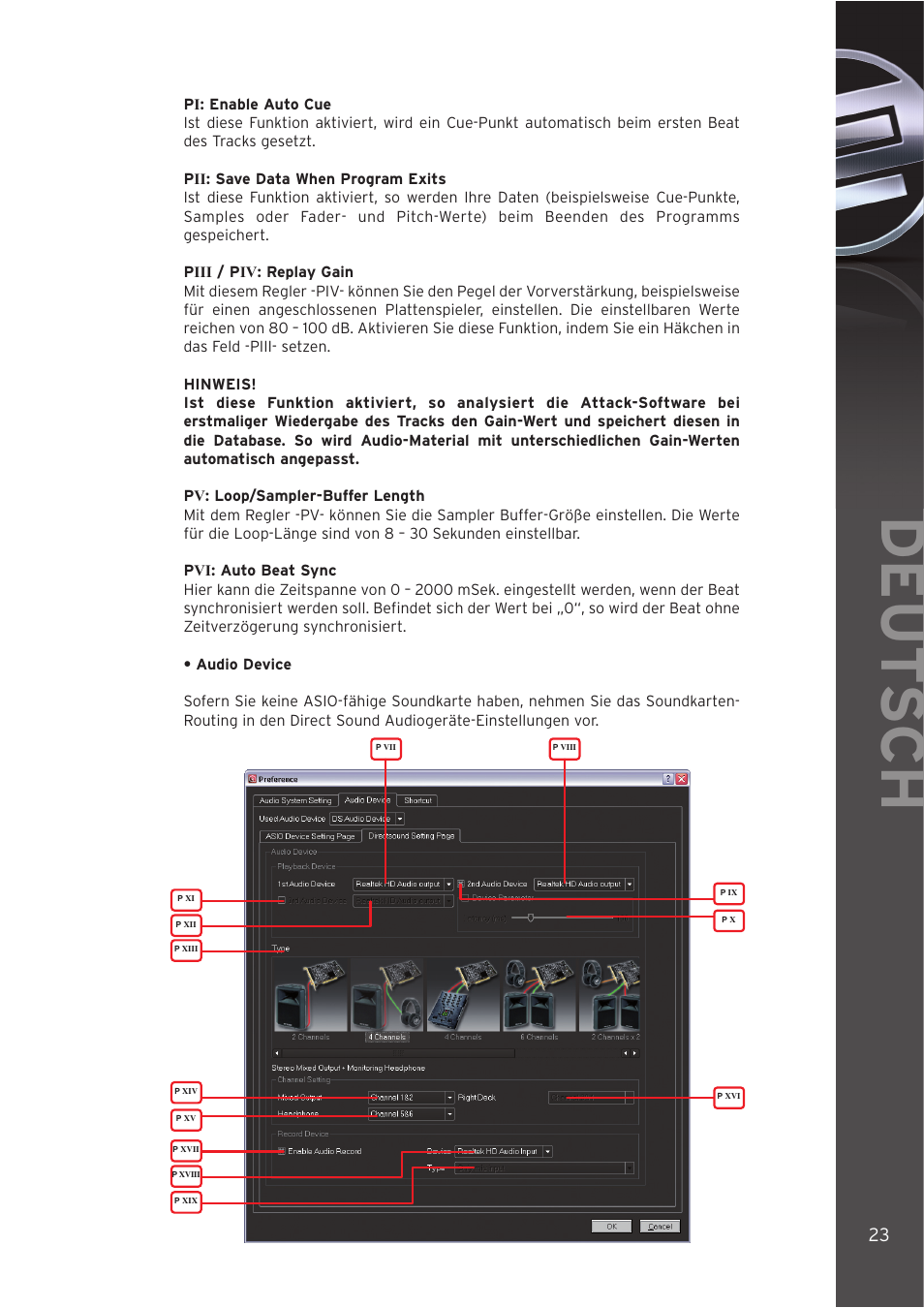 Audio device, Deut sch | Reloop DIGITAL JOCKEY User Manual | Page 23 / 80