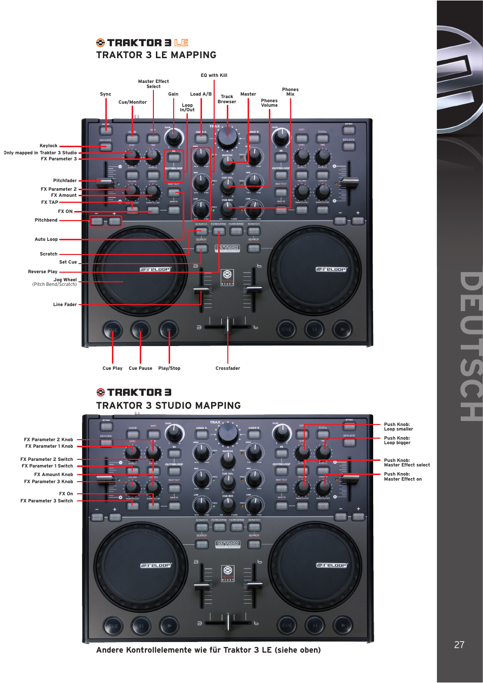 Traktor 3 le mapping, Traktor 3 studio mapping, Deut sch | Traktor 3 le mapping traktor 3 studio mapping | Reloop DIGITAL JOCKEY User Manual | Page 27 / 80