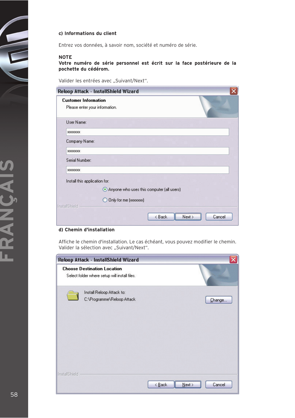 Fr ançais | Reloop DIGITAL JOCKEY User Manual | Page 58 / 80