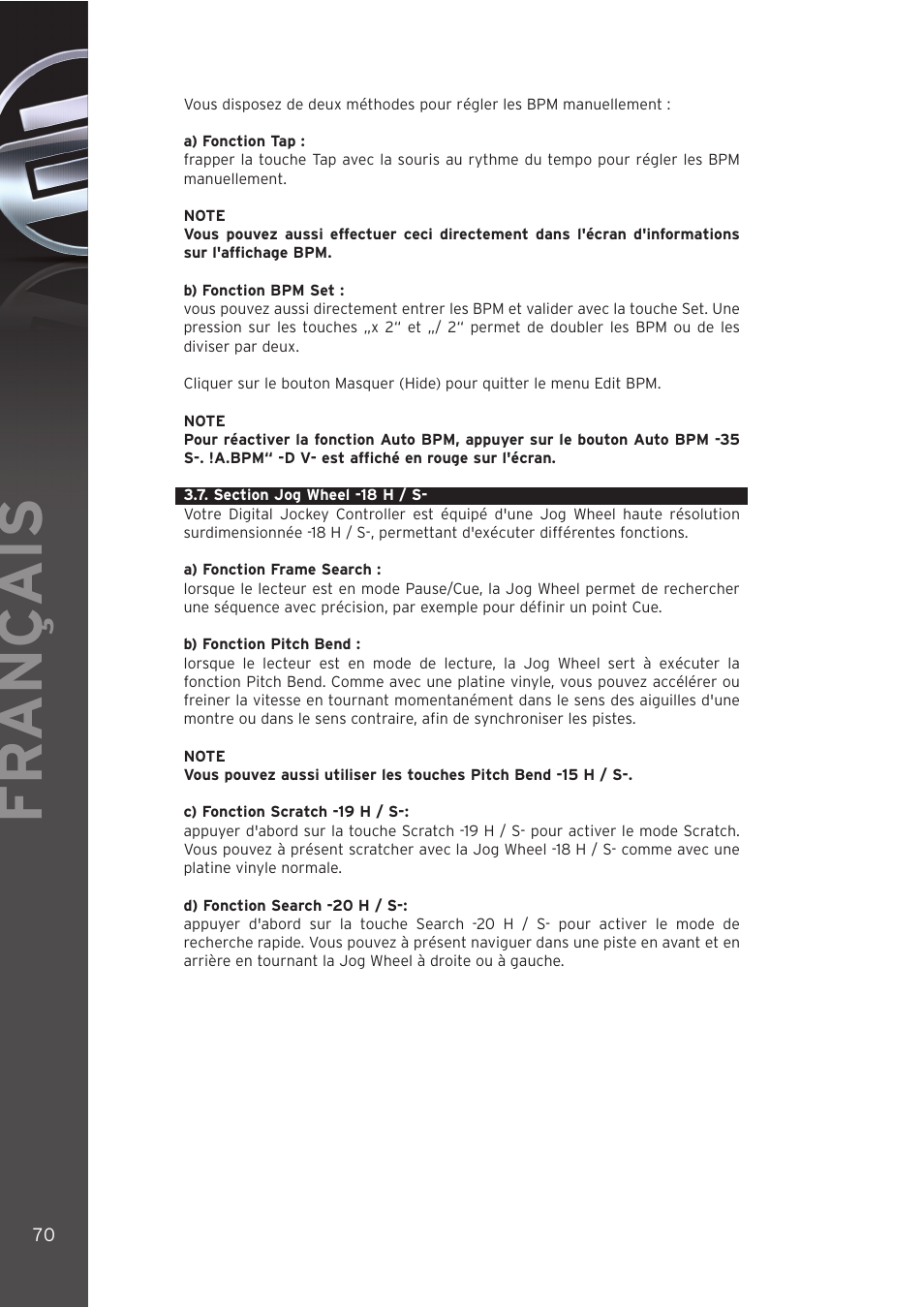 Fr ançais | Reloop DIGITAL JOCKEY User Manual | Page 70 / 80