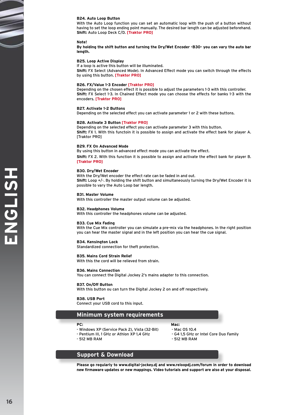 English, Minimum system requirements, Support & download | Reloop DIGITAL JOCKEY 2 CONTROLLER EDITION User Manual | Page 16 / 24