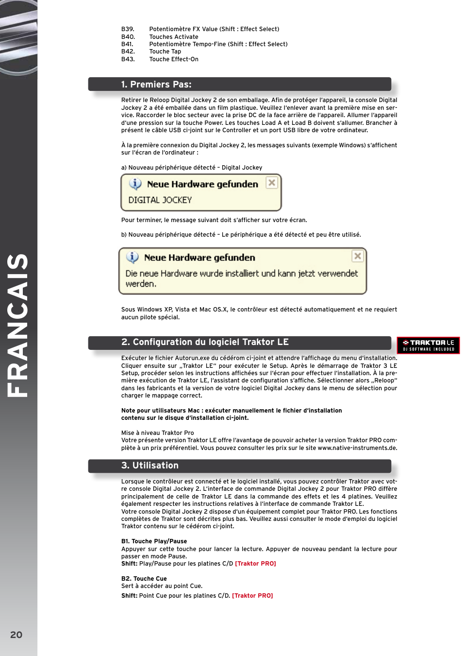 Fr anc ais | Reloop DIGITAL JOCKEY 2 CONTROLLER EDITION User Manual | Page 20 / 24