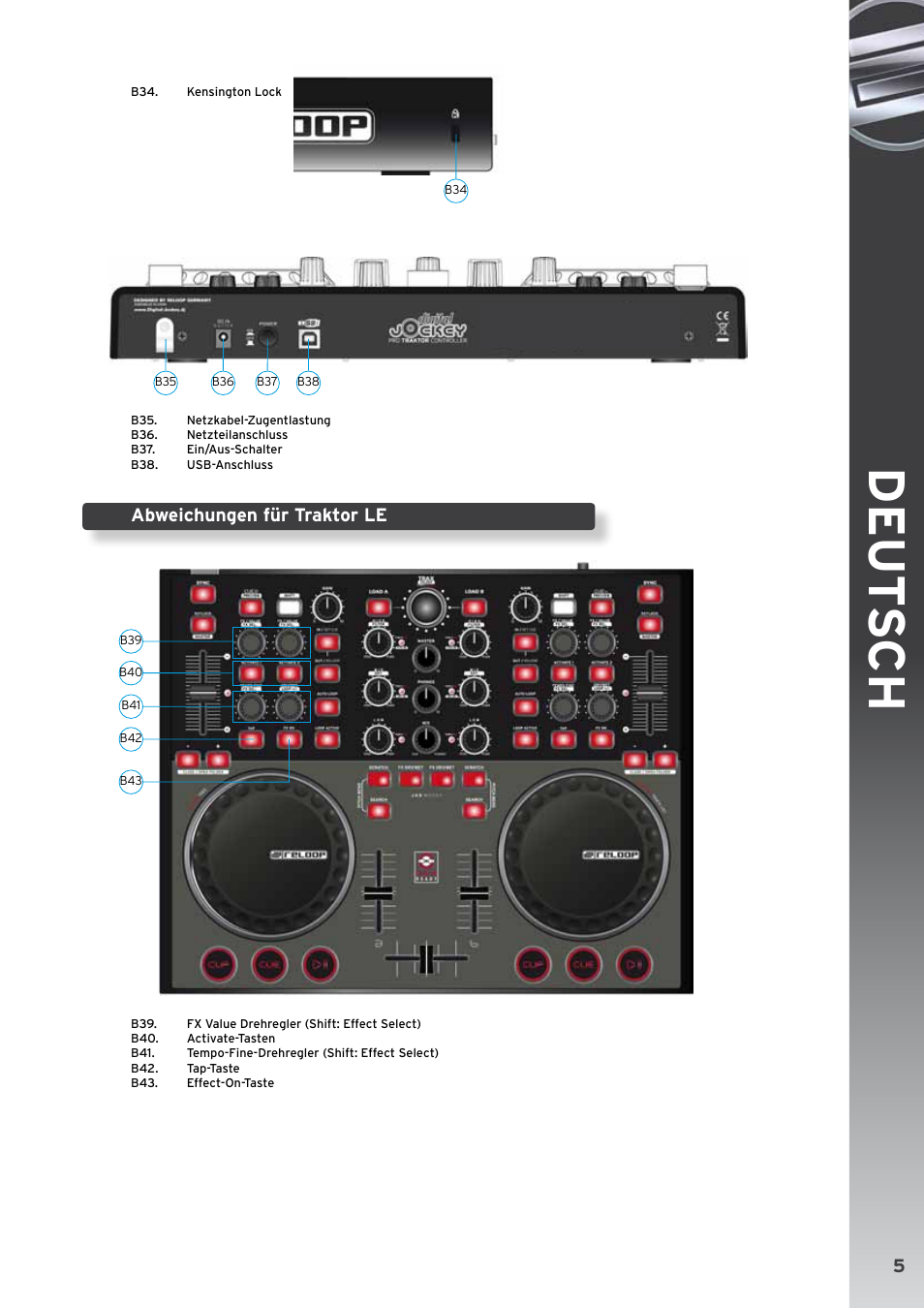 De ut s ch, Abweichungen für traktor le | Reloop DIGITAL JOCKEY 2 CONTROLLER EDITION User Manual | Page 5 / 24