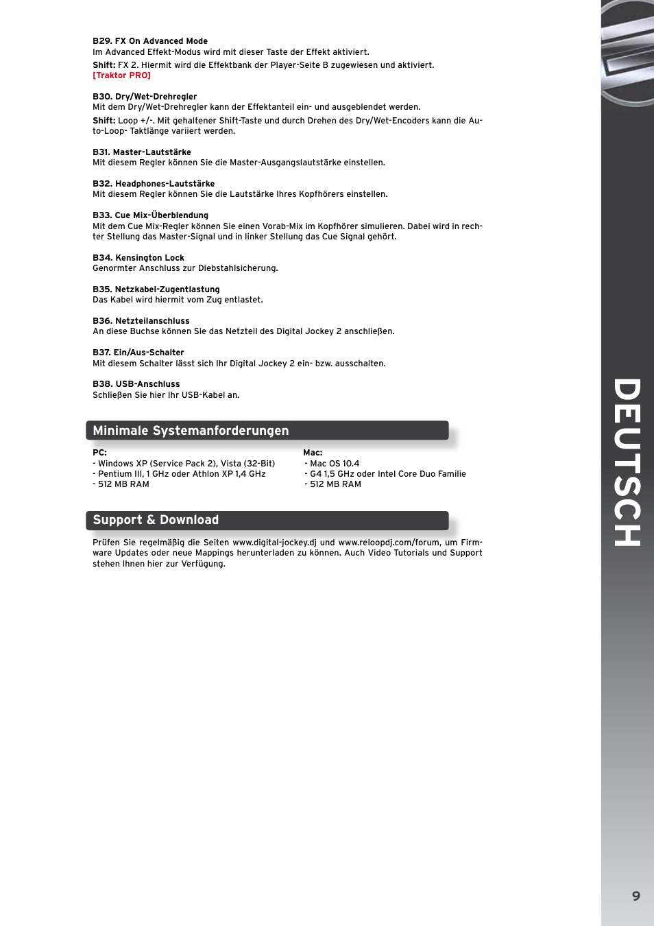 De ut s ch, Minimale systemanforderungen, Support & download | Reloop DIGITAL JOCKEY 2 CONTROLLER EDITION User Manual | Page 9 / 24