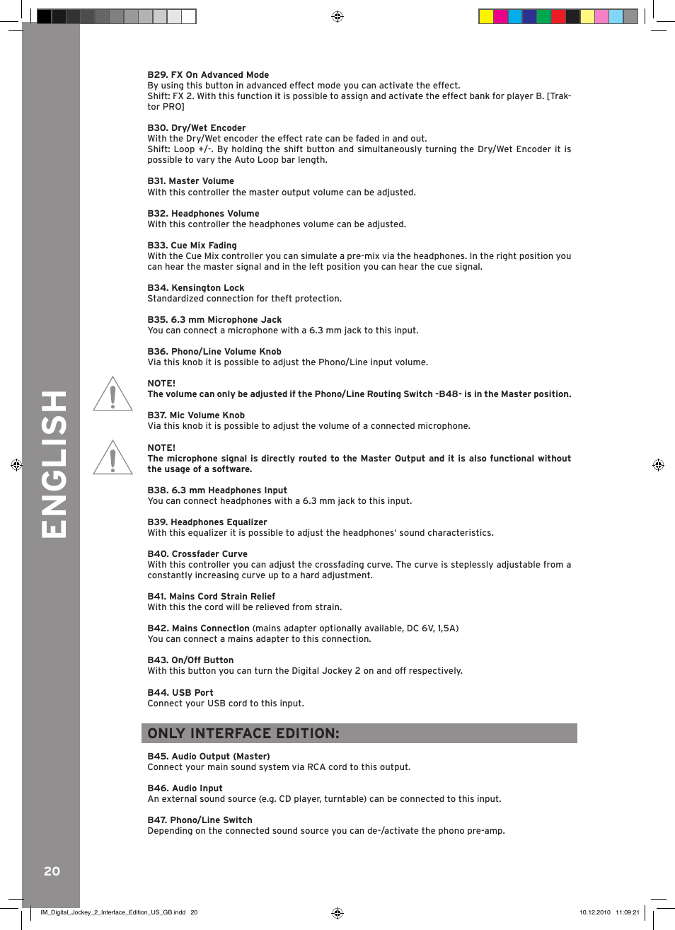 English, Only interface edition | Reloop DIGITAL JOCKEY 2 IE User Manual | Page 20 / 32