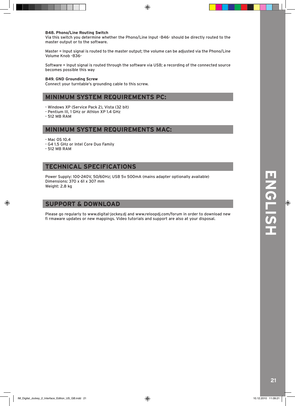 English | Reloop DIGITAL JOCKEY 2 IE User Manual | Page 21 / 32