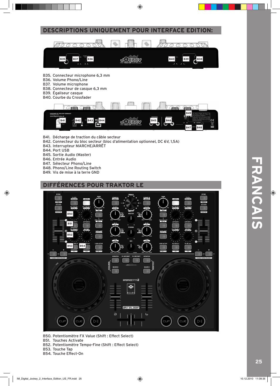 Fr anc ais, Descriptions uniquement pour interface edition, Différences pour traktor le | Reloop DIGITAL JOCKEY 2 IE User Manual | Page 25 / 32