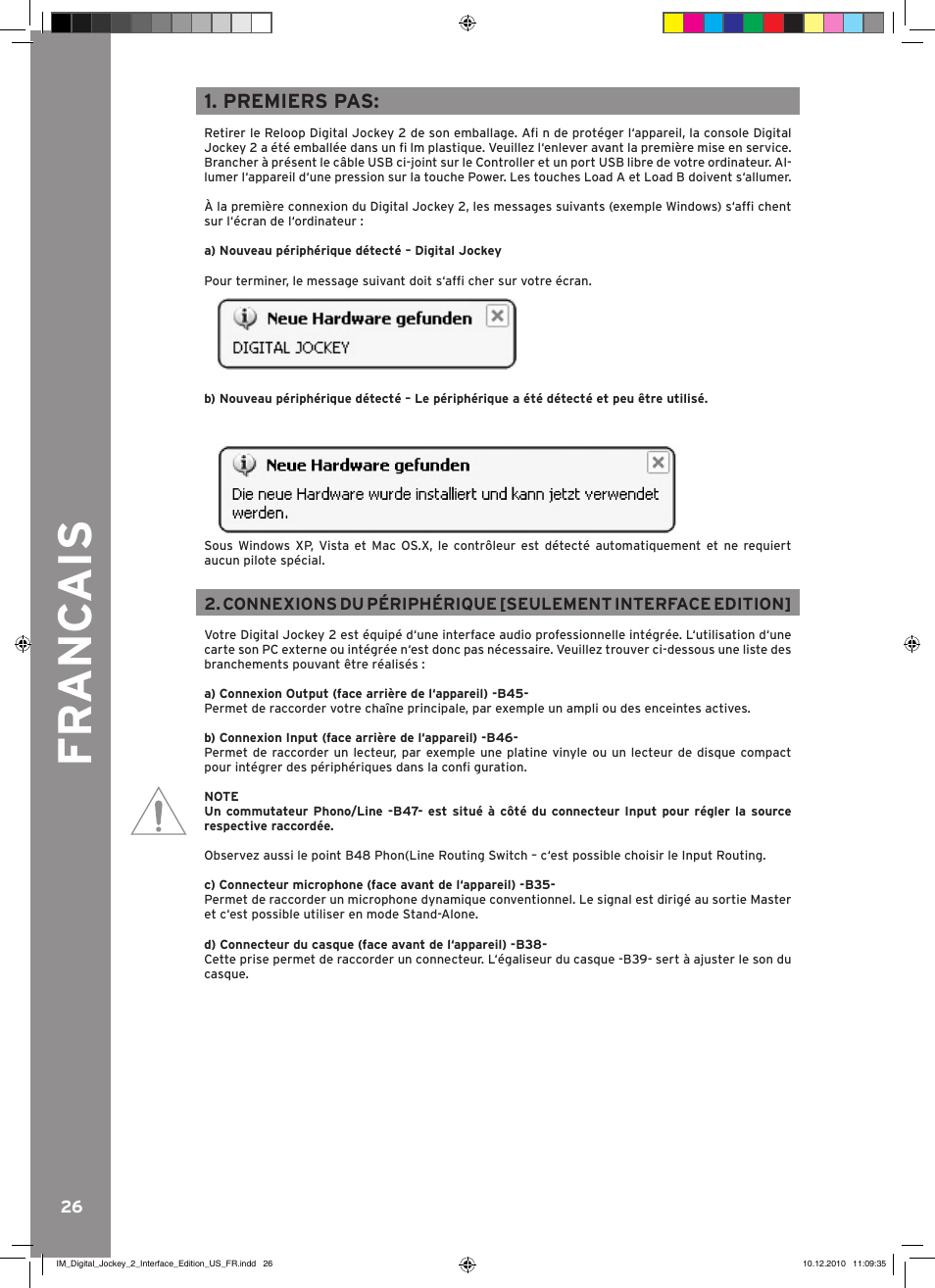Fr anc ais | Reloop DIGITAL JOCKEY 2 IE User Manual | Page 26 / 32