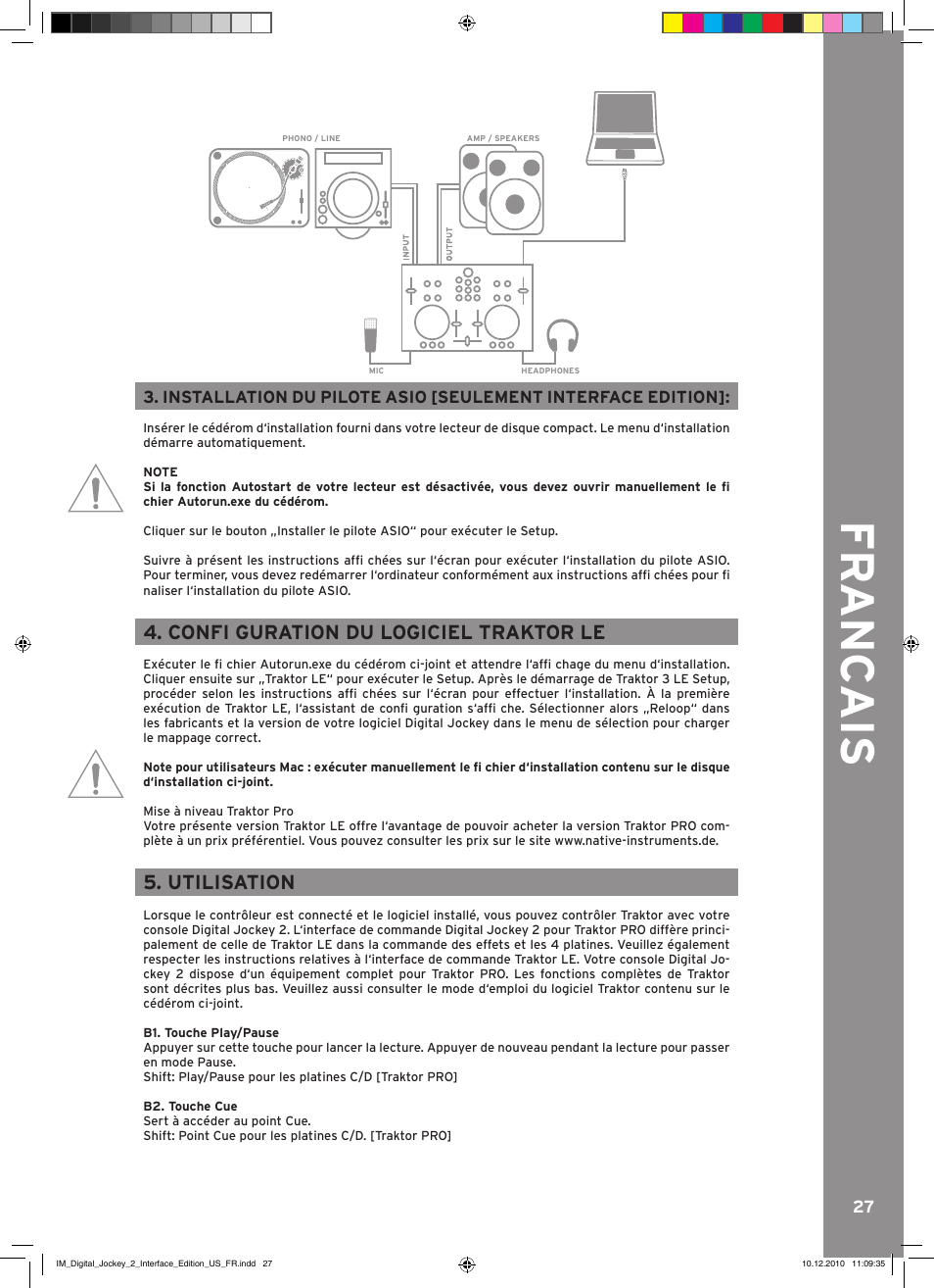 Fr anc ais, Confi guration du logiciel traktor le, Utilisation | Reloop DIGITAL JOCKEY 2 IE User Manual | Page 27 / 32