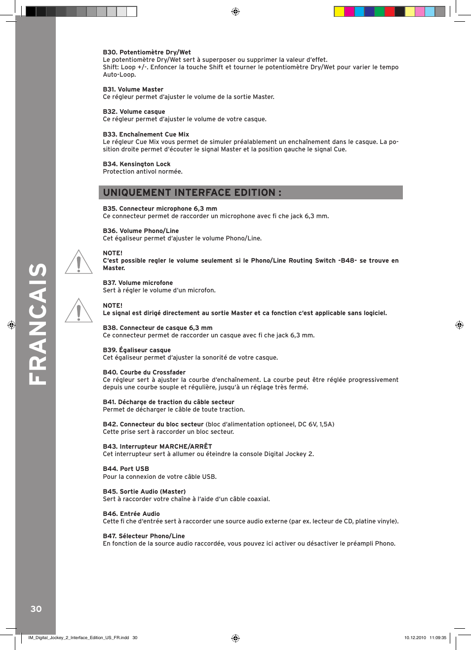 Fr anc ais | Reloop DIGITAL JOCKEY 2 IE User Manual | Page 30 / 32