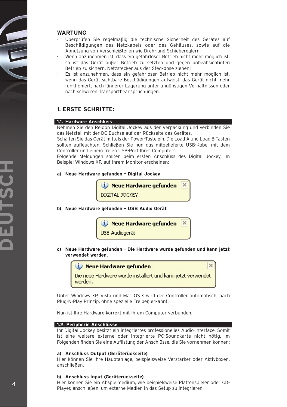 Deut sch | Reloop DIGITAL JOCKEY INTERFACE EDITION User Manual | Page 4 / 86