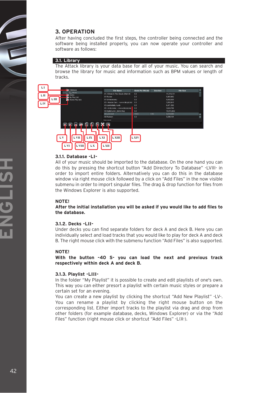 English, Operation | Reloop DIGITAL JOCKEY INTERFACE EDITION User Manual | Page 42 / 86
