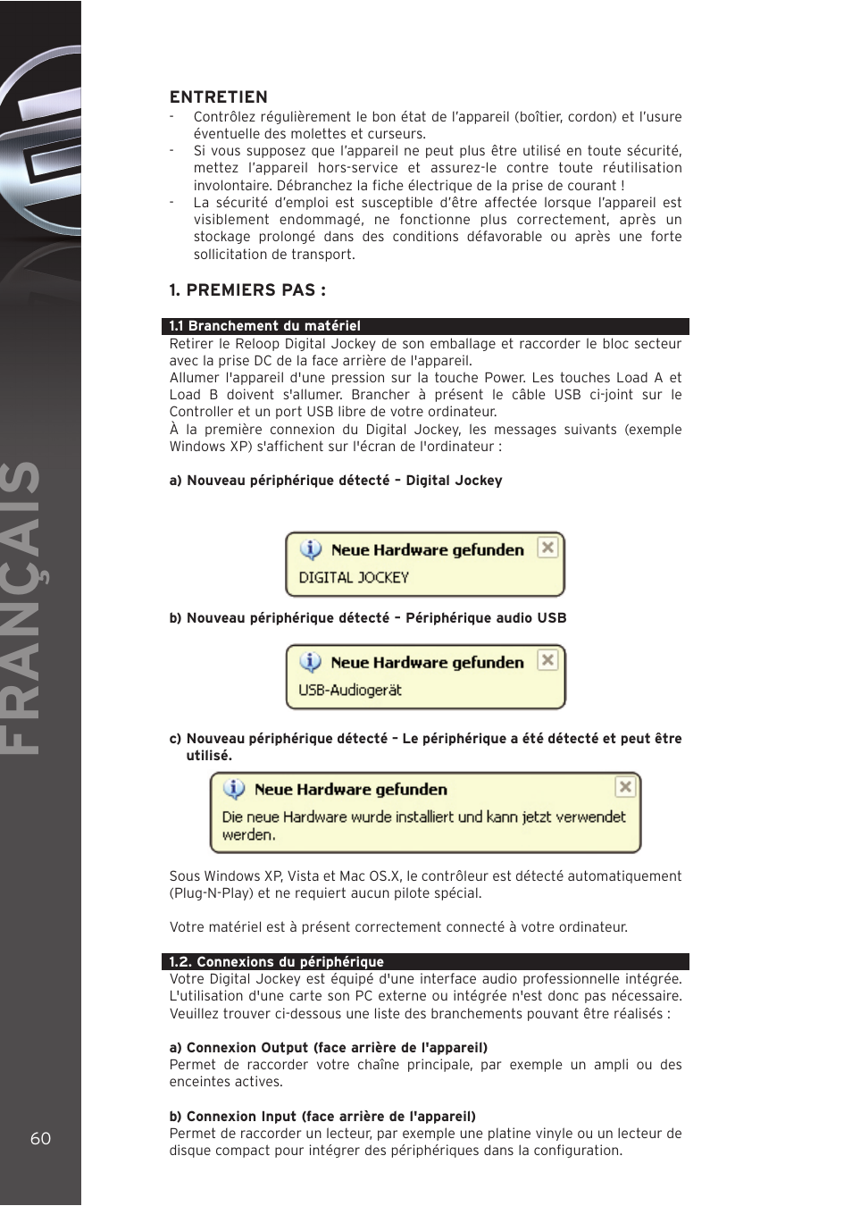Fr ançais | Reloop DIGITAL JOCKEY INTERFACE EDITION User Manual | Page 60 / 86