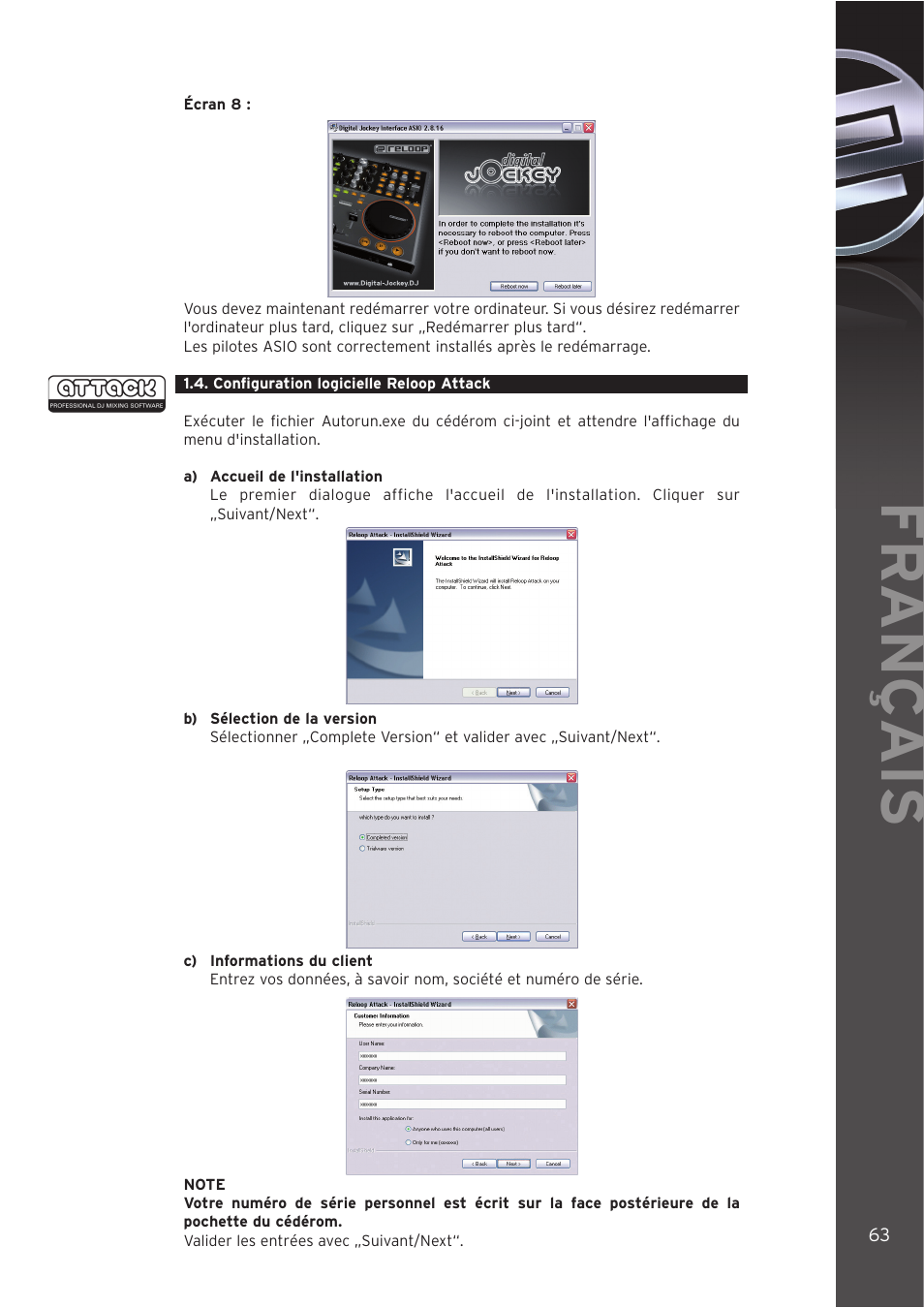 Fr ançais | Reloop DIGITAL JOCKEY INTERFACE EDITION User Manual | Page 63 / 86