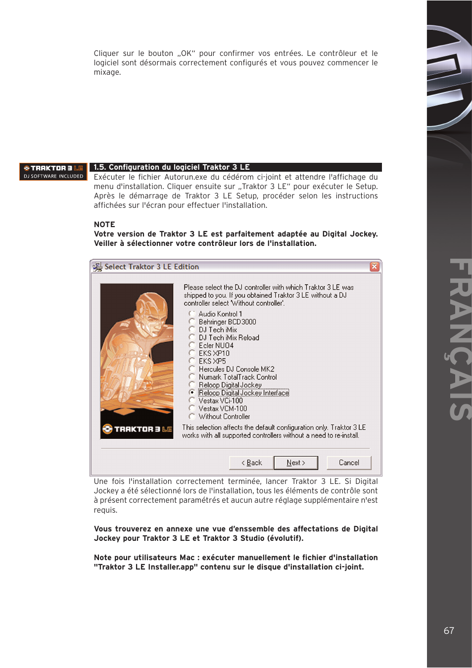 Fr ançais | Reloop DIGITAL JOCKEY INTERFACE EDITION User Manual | Page 67 / 86