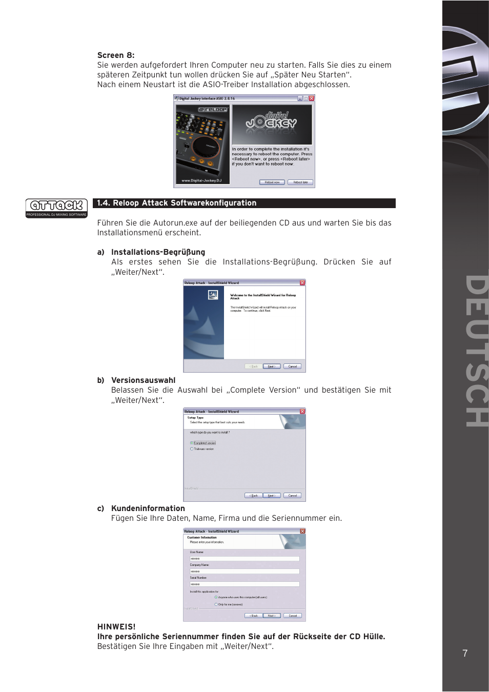 Deut sch | Reloop DIGITAL JOCKEY INTERFACE EDITION User Manual | Page 7 / 86