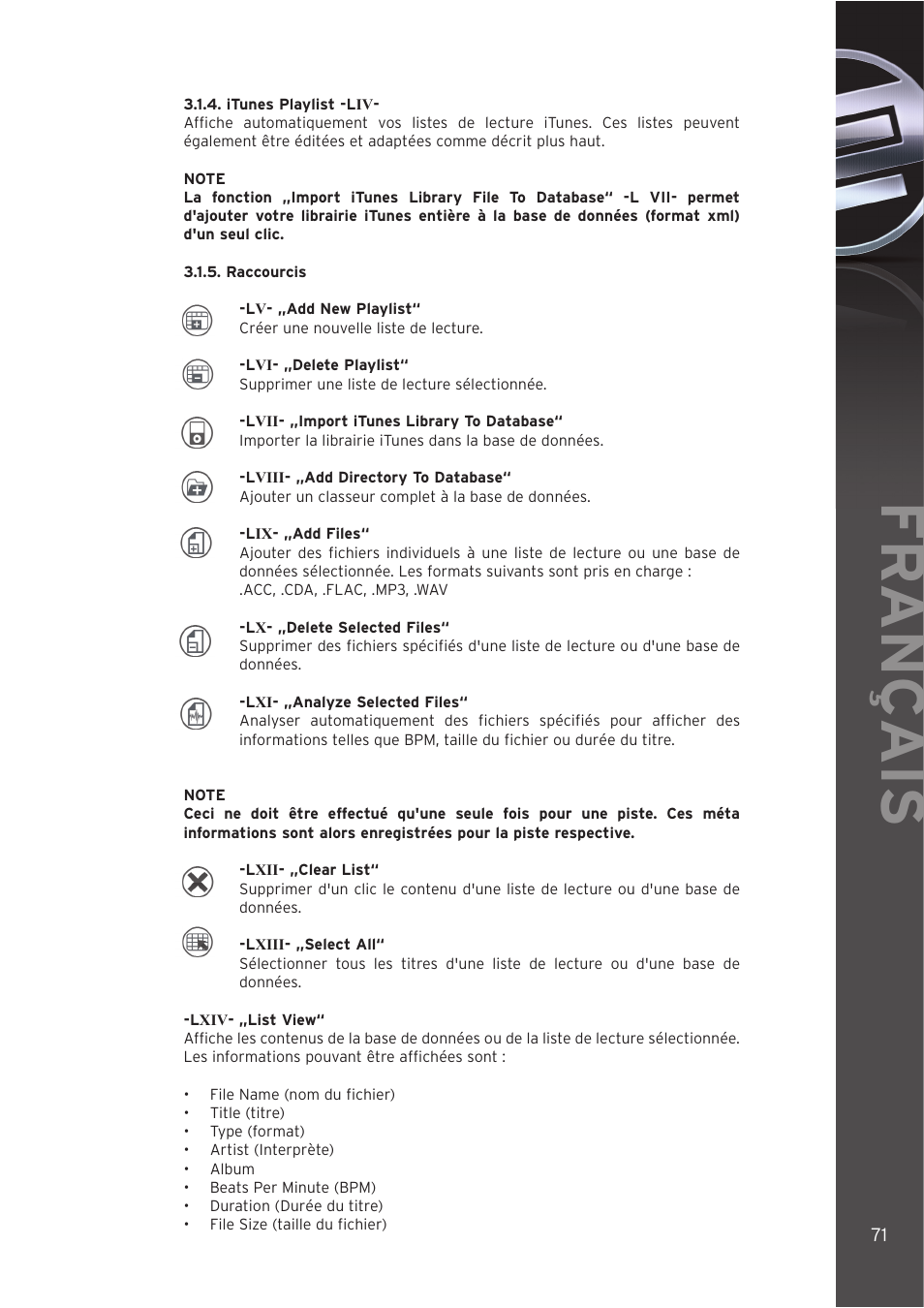 Fr ançais | Reloop DIGITAL JOCKEY INTERFACE EDITION User Manual | Page 71 / 86