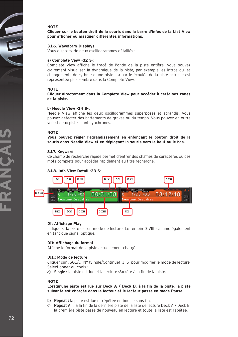 Fr ançais | Reloop DIGITAL JOCKEY INTERFACE EDITION User Manual | Page 72 / 86