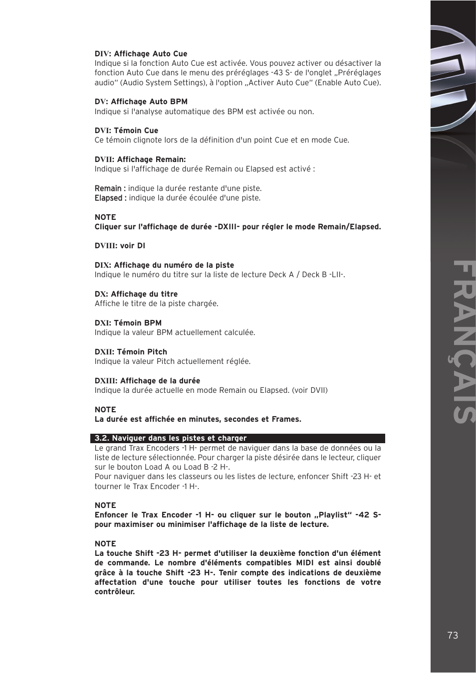 Fr ançais | Reloop DIGITAL JOCKEY INTERFACE EDITION User Manual | Page 73 / 86