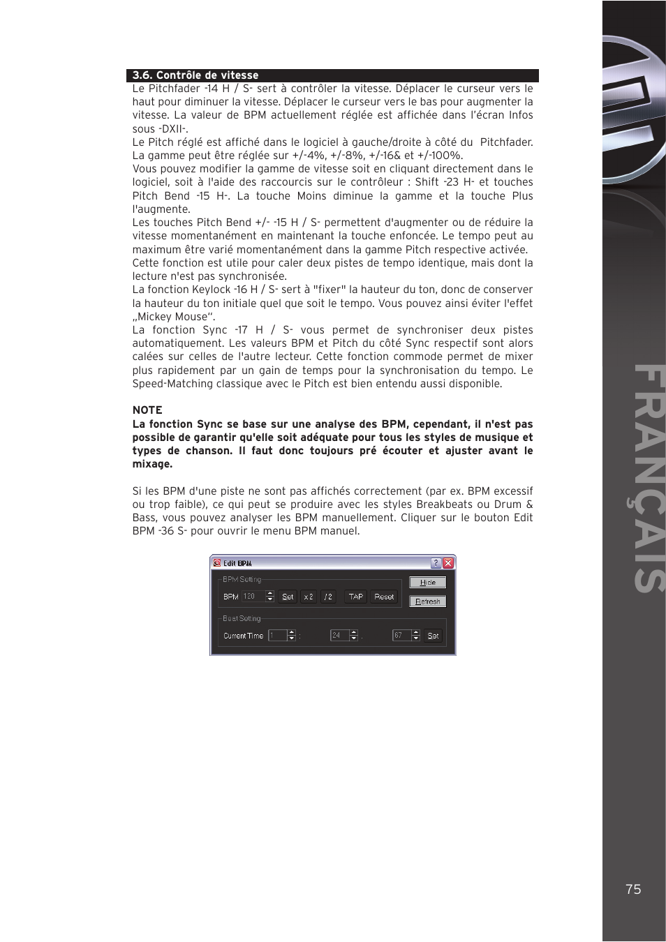 Fr ançais | Reloop DIGITAL JOCKEY INTERFACE EDITION User Manual | Page 75 / 86