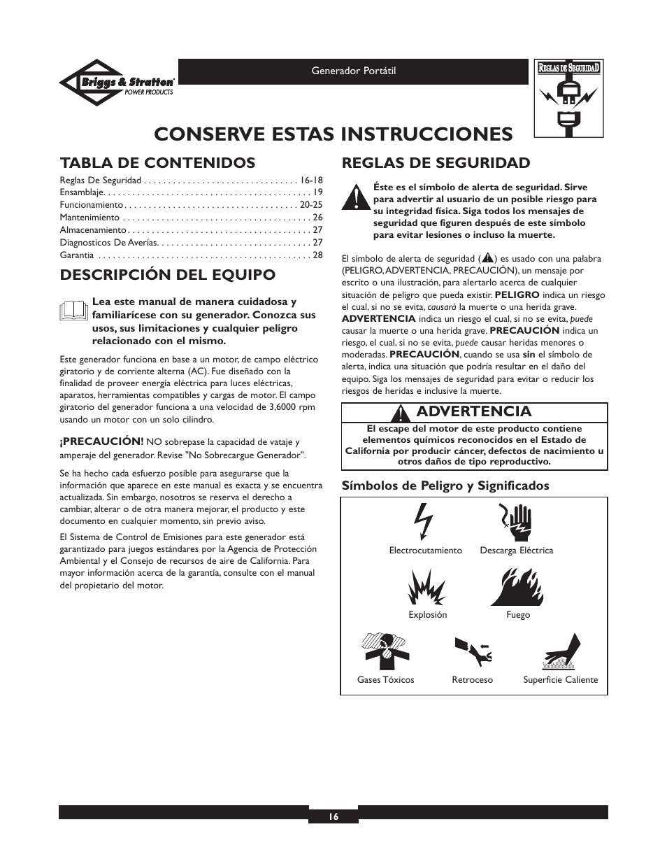 Briggs & Stratton 01970 User Manual | Page 16 / 28