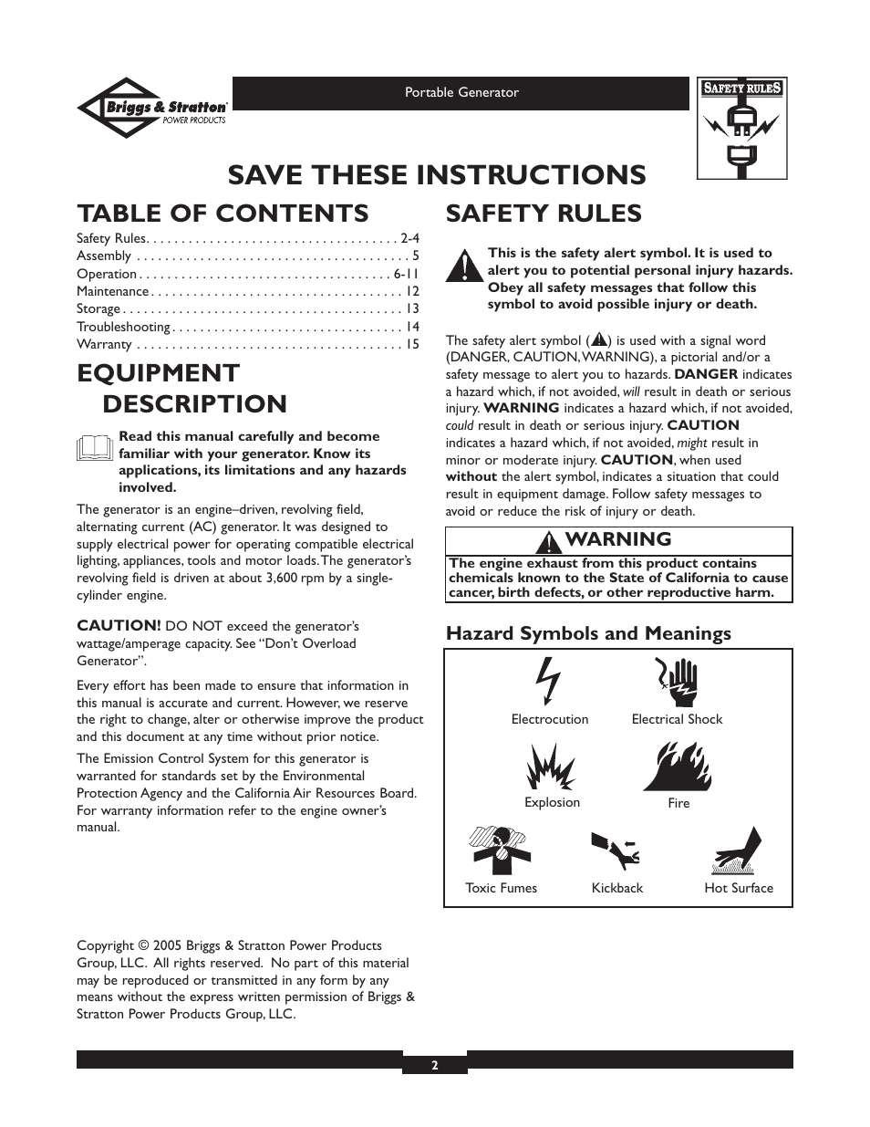 Briggs & Stratton 01970 User Manual | Page 2 / 28