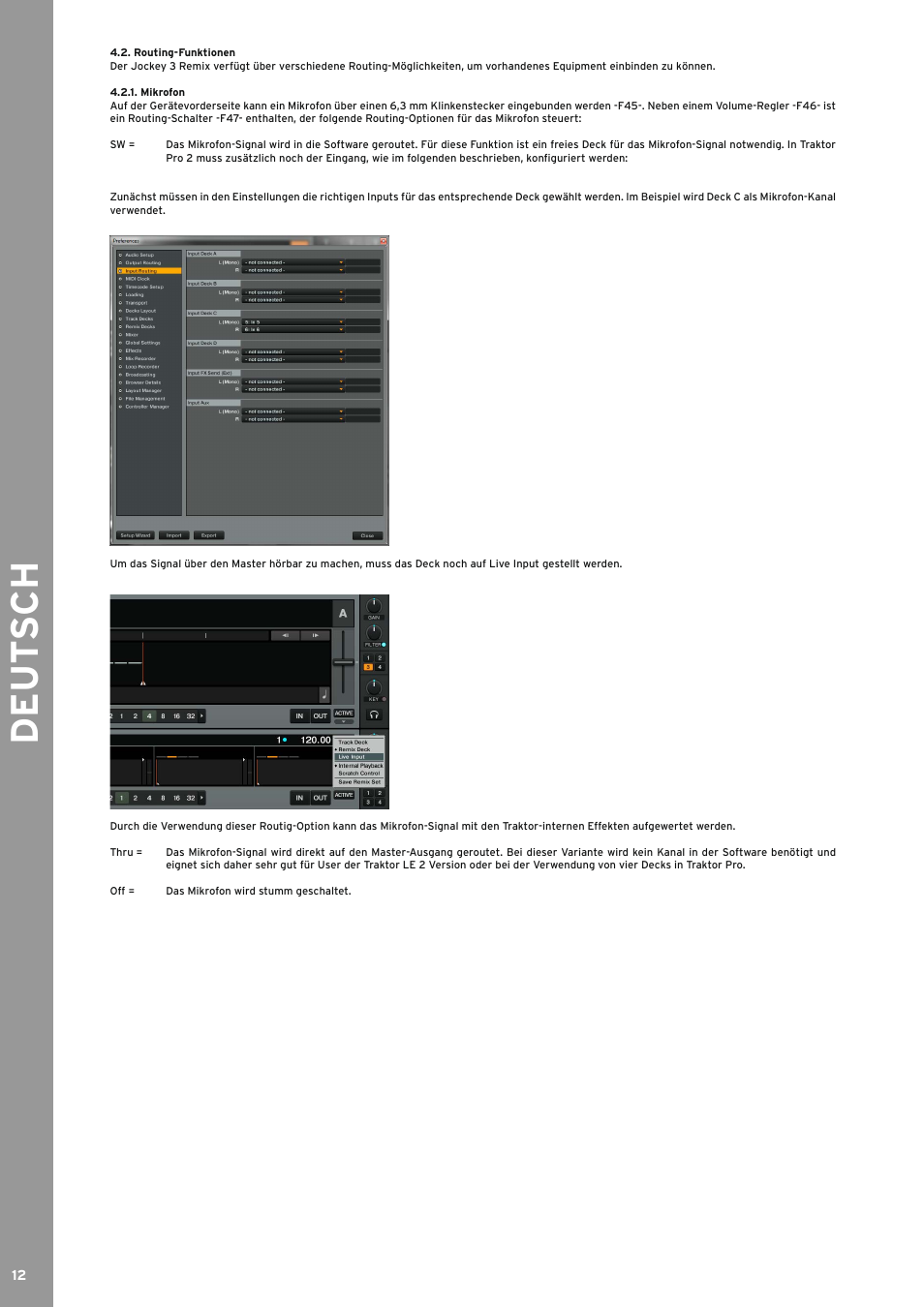 Routing-funktionen, Mikrofon, Routing-funktionen 4.2.1 mikrofon | De ut s ch | Reloop JOCKEY 3 REMIX User Manual | Page 12 / 68
