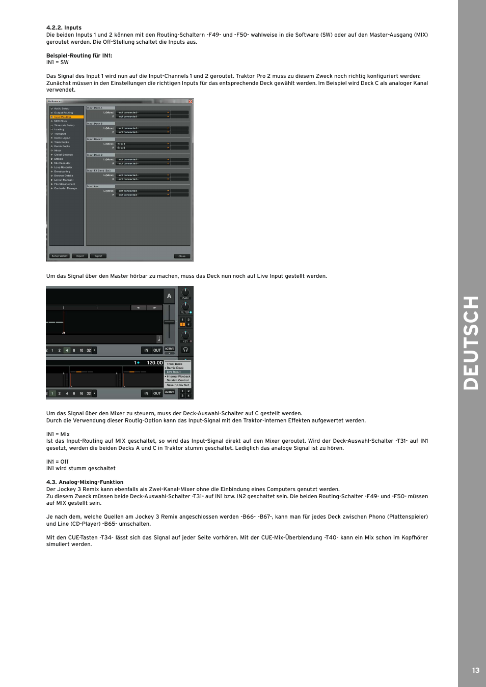 Inputs, Analog-mixing-funktion, 2 inputs 4.3. analog-mixing-funktion | De ut s ch | Reloop JOCKEY 3 REMIX User Manual | Page 13 / 68