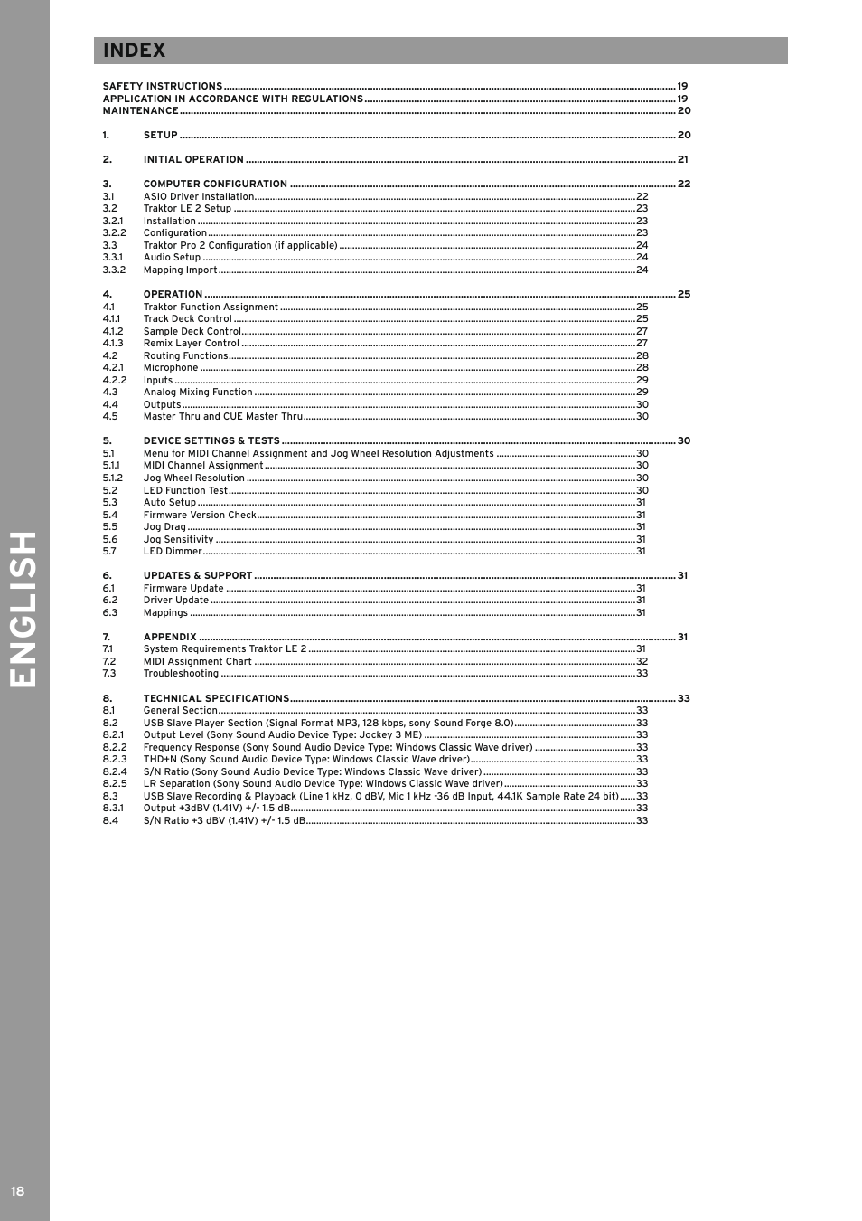 English, Index | Reloop JOCKEY 3 REMIX User Manual | Page 18 / 68