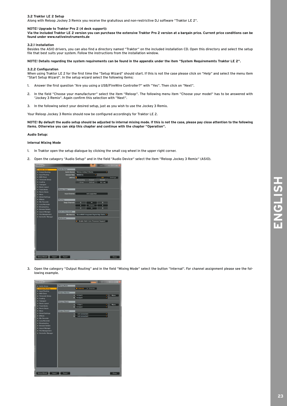 2 traktor le 2 setup, 1 installation, 2 configuration | Traktor le 2 setup, Installation, Configuration, English | Reloop JOCKEY 3 REMIX User Manual | Page 23 / 68