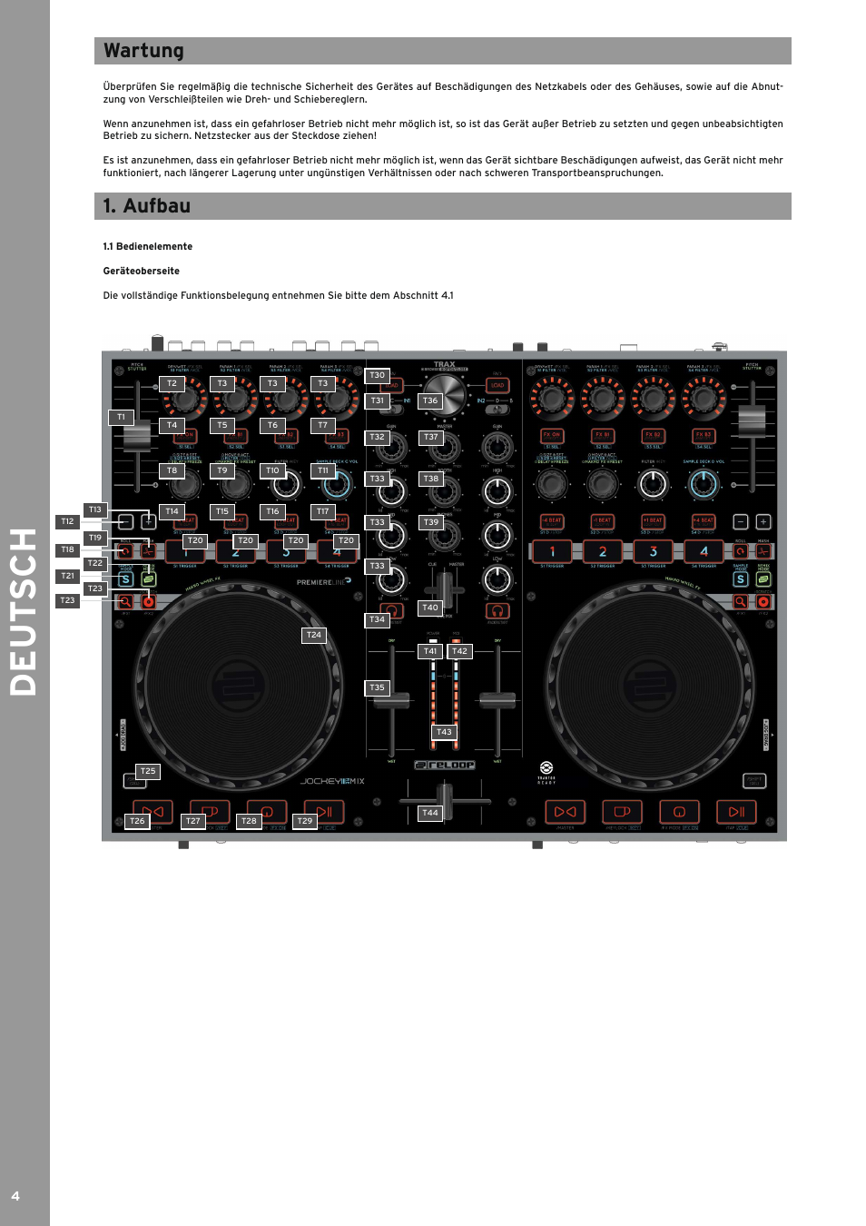 Wartung, Aufbau, De ut s ch | Reloop JOCKEY 3 REMIX User Manual | Page 4 / 68