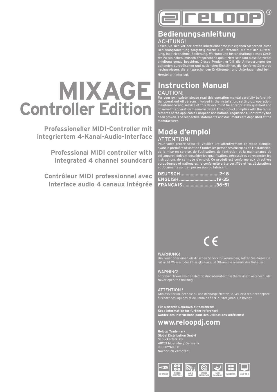 Reloop MIXAGE CE LTD. User Manual | 53 pages