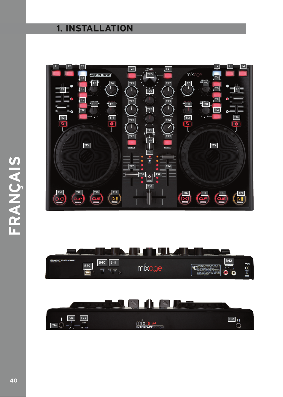Installation, Fr ançais | Reloop MIXAGE IE MK2 User Manual | Page 40 / 56