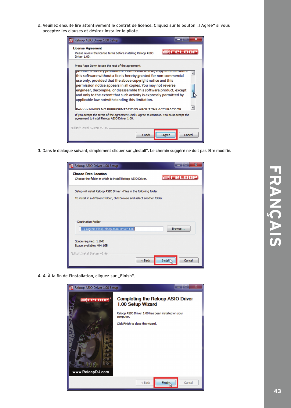 Fr ançais | Reloop MIXAGE IE MK2 User Manual | Page 43 / 56
