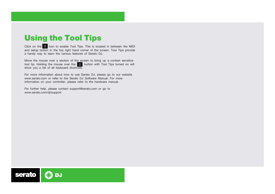 Using the tool tips | Reloop NEON - Serato Quickstart Guide User Manual | Page 8 / 8
