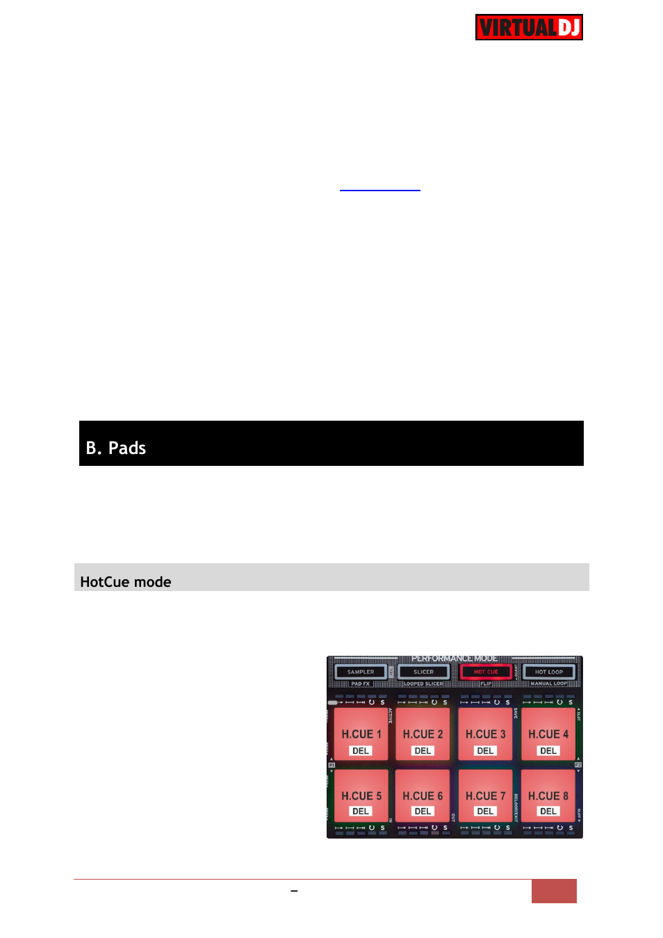 B. pads, Hotcue mode, Pads | Reloop NEON - VirtualDJ 8 Operation Guide User Manual | Page 6 / 12