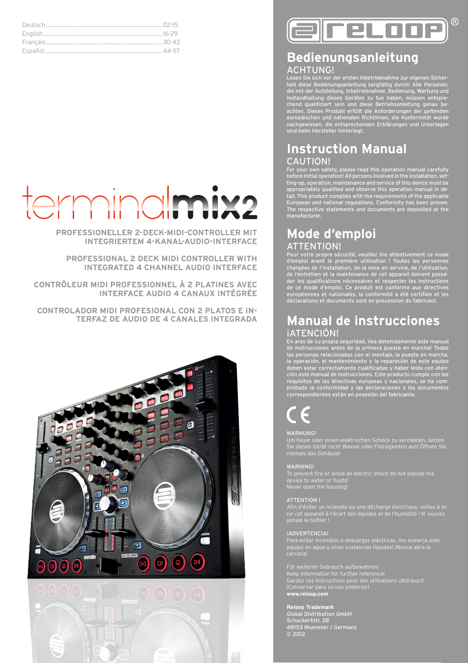 Reloop TERMINAL MIX 2 - Instruction Manual User Manual | 60 pages