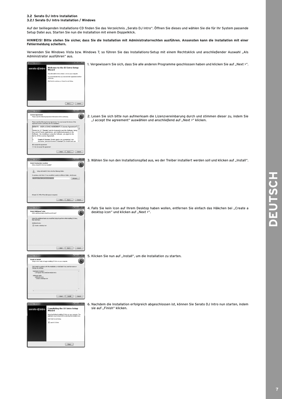 2 serato dj intro installation, 1 serato dj intro installation / windows, De ut s ch | Reloop TERMINAL MIX 2 - Instruction Manual User Manual | Page 7 / 60