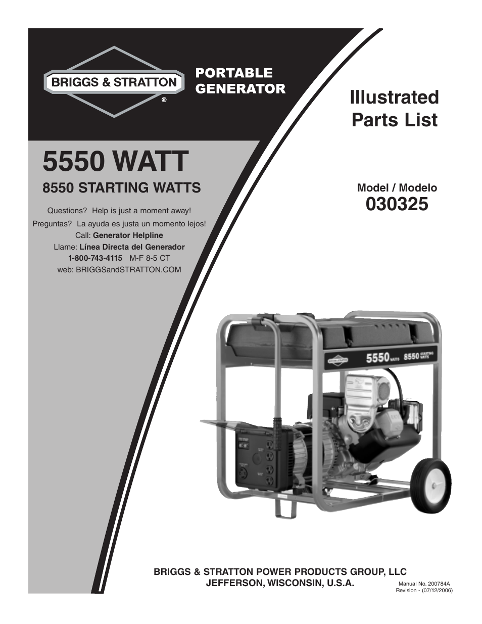 Briggs & Stratton 030325 User Manual | 5 pages