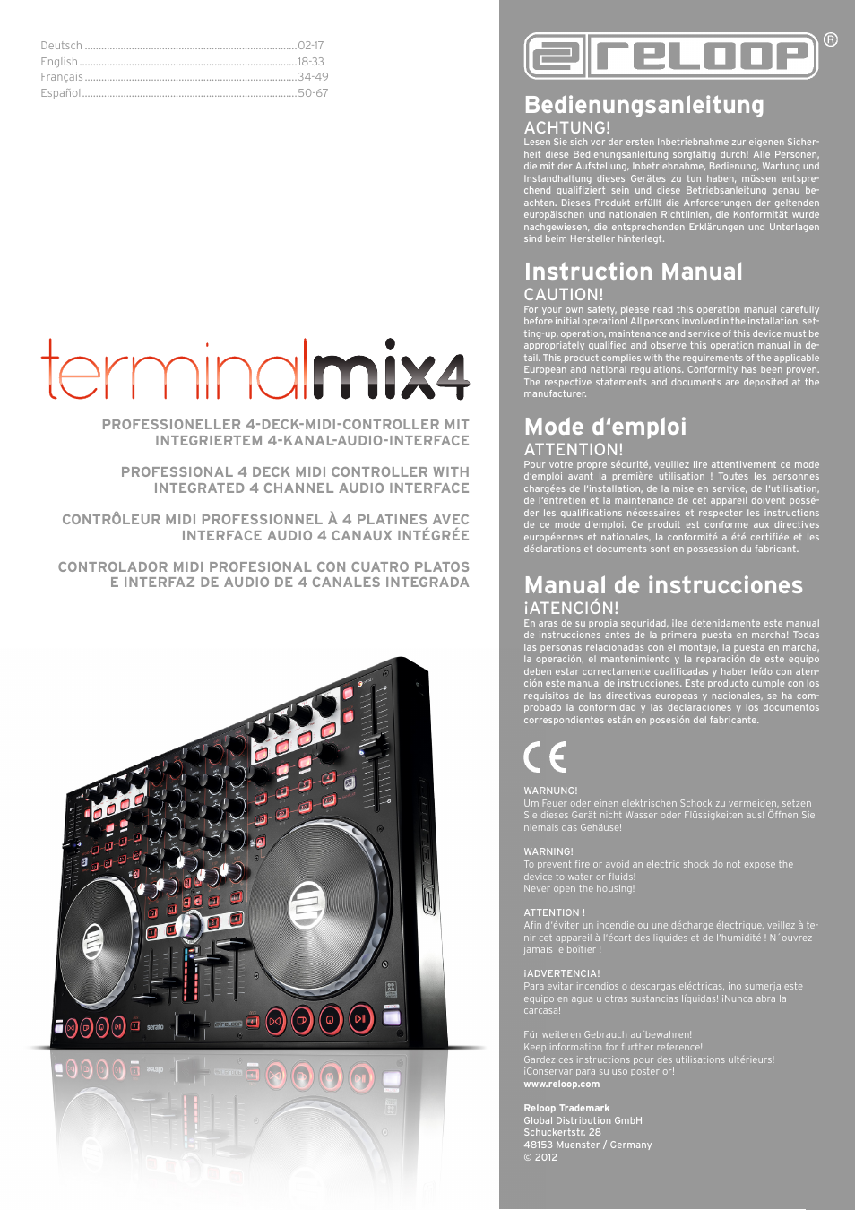 Reloop TERMINAL MIX 4 - Instruction Manual User Manual | 68 pages